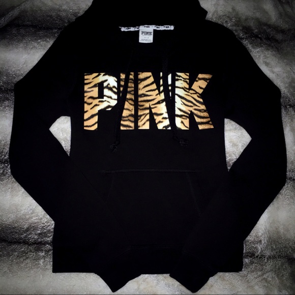 👸🏻VS Pink Tiger Logo Funnel Neck Hoodie🐅 - Picture 4 of 4